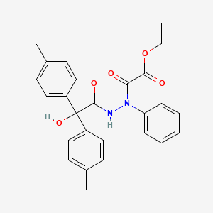 molecular formula C26H26N2O5 B11104638 Ethyl (2-{hydroxy[bis(4-methylphenyl)]acetyl}-1-phenylhydrazinyl)(oxo)acetate 