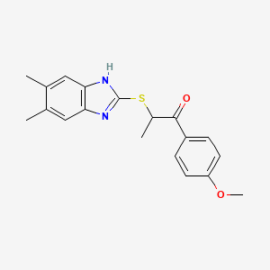 molecular formula C19H20N2O2S B11104692 2-[(5,6-dimethyl-1H-benzimidazol-2-yl)sulfanyl]-1-(4-methoxyphenyl)propan-1-one 