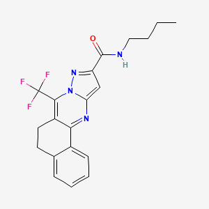 molecular formula C20H19F3N4O B11104713 N-butyl-7-(trifluoromethyl)-5,6-dihydrobenzo[h]pyrazolo[5,1-b]quinazoline-10-carboxamide 