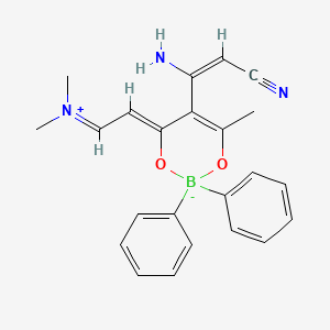 molecular formula C23H24BN3O2 B11104767 [(2E,6E)-3-Amino-7-(dimethylamino)-4-[1-(hydroxy-kappao)ethylidene]-5-(oxo-kappao)-2,6-heptadienenitrilato](diphenyl)boron 