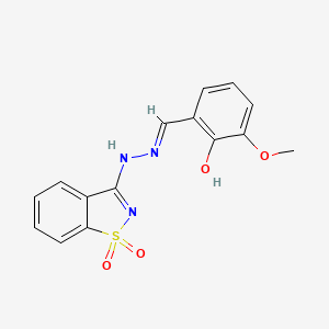 2-{(E)-[2-(1,1-dioxido-1,2-benzothiazol-3-yl)hydrazinylidene]methyl}-6-methoxyphenol