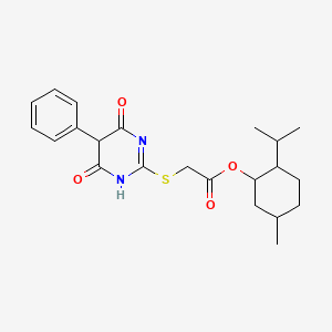 5-Methyl-2-(propan-2-yl)cyclohexyl [(4,6-dioxo-5-phenyl-1,4,5,6-tetrahydropyrimidin-2-yl)sulfanyl]acetate