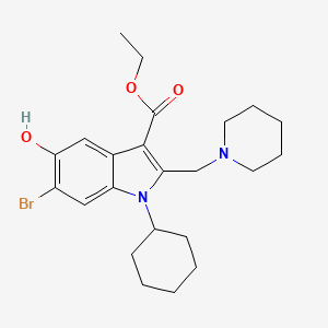 ethyl 6-bromo-1-cyclohexyl-5-hydroxy-2-(piperidin-1-ylmethyl)-1H-indole-3-carboxylate