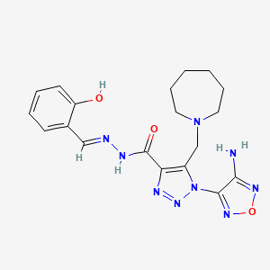 molecular formula C19H23N9O3 B11104887 1-(4-amino-1,2,5-oxadiazol-3-yl)-5-(azepan-1-ylmethyl)-N'-[(E)-(2-hydroxyphenyl)methylidene]-1H-1,2,3-triazole-4-carbohydrazide 