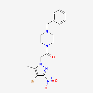 molecular formula C17H20BrN5O3 B11104904 1-(4-benzylpiperazin-1-yl)-2-(4-bromo-5-methyl-3-nitro-1H-pyrazol-1-yl)ethanone 