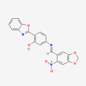 2-(1,3-benzoxazol-2-yl)-5-{[(E)-(6-nitro-1,3-benzodioxol-5-yl)methylidene]amino}phenol