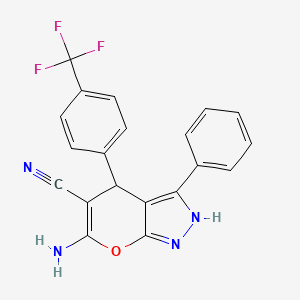 6-Amino-3-phenyl-4-[4-(trifluoromethyl)phenyl]-1,4-dihydropyrano[2,3-c]pyrazole-5-carbonitrile