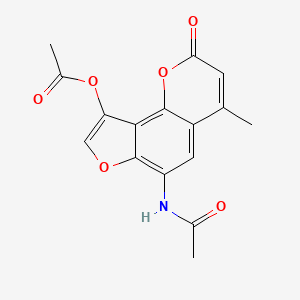 molecular formula C16H13NO6 B11105023 6-(Acetylamino)-4-methyl-2-oxo-2H-furo[2,3-H]chromen-9-yl acetate 