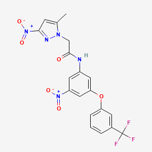 molecular formula C19H14F3N5O6 B11105050 2-(5-methyl-3-nitro-1H-pyrazol-1-yl)-N-{3-nitro-5-[3-(trifluoromethyl)phenoxy]phenyl}acetamide 