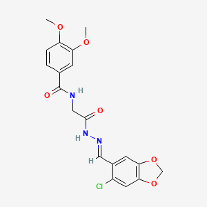 N-(2-{2-[(E)-1-(6-Chloro-1,3-benzodioxol-5-YL)methylidene]hydrazino}-2-oxoethyl)-3,4-dimethoxybenzamide