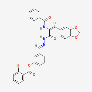 3-[(E)-(2-{(2E)-3-(1,3-benzodioxol-5-yl)-2-[(phenylcarbonyl)amino]prop-2-enoyl}hydrazinylidene)methyl]phenyl 2-bromobenzoate