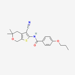 molecular formula C20H22N2O3S B11105098 N-(3-cyano-5,5-dimethyl-4,7-dihydro-5H-thieno[2,3-c]pyran-2-yl)-4-propoxybenzamide 