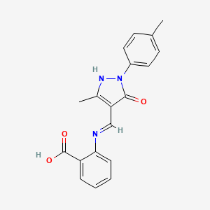 2-({(Z)-[3-methyl-1-(4-methylphenyl)-5-oxo-1,5-dihydro-4H-pyrazol-4-ylidene]methyl}amino)benzoic acid