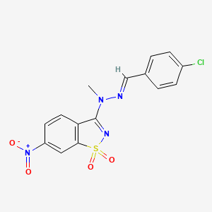 3-[(2E)-2-(4-chlorobenzylidene)-1-methylhydrazinyl]-6-nitro-1,2-benzothiazole 1,1-dioxide