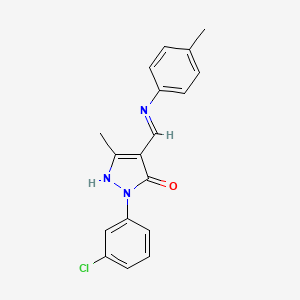 molecular formula C18H16ClN3O B11105135 (4Z)-2-(3-chlorophenyl)-5-methyl-4-{[(4-methylphenyl)amino]methylidene}-2,4-dihydro-3H-pyrazol-3-one 