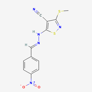 3-(methylsulfanyl)-5-[(2E)-2-(4-nitrobenzylidene)hydrazinyl]-1,2-thiazole-4-carbonitrile