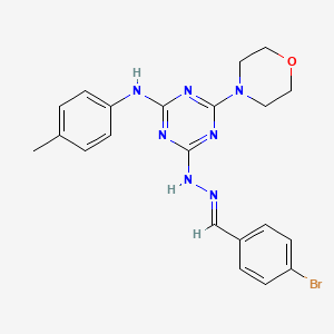 molecular formula C21H22BrN7O B11105184 4-[(2E)-2-(4-bromobenzylidene)hydrazinyl]-N-(4-methylphenyl)-6-(morpholin-4-yl)-1,3,5-triazin-2-amine 