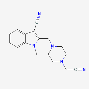 molecular formula C17H19N5 B11105205 Indole-3-carbonitrile, 2-(4-cyanomethyl-1-piperazinylmethyl)-1-methyl- 