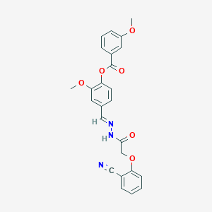 4-[(E)-{2-[(2-cyanophenoxy)acetyl]hydrazinylidene}methyl]-2-methoxyphenyl 3-methoxybenzoate