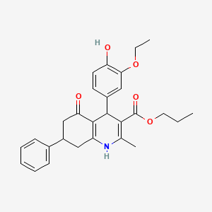 Propyl 4-(3-ethoxy-4-hydroxyphenyl)-2-methyl-5-oxo-7-phenyl-1,4,5,6,7,8-hexahydroquinoline-3-carboxylate