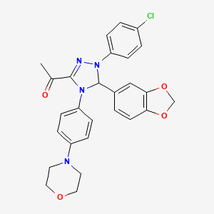 1-{5-(1,3-benzodioxol-5-yl)-1-(4-chlorophenyl)-4-[4-(morpholin-4-yl)phenyl]-4,5-dihydro-1H-1,2,4-triazol-3-yl}ethanone