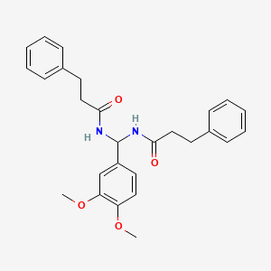 molecular formula C27H30N2O4 B11105282 N,N'-[(3,4-Dimethoxyphenyl)methylene]bis(3-phenylpropanamide) 