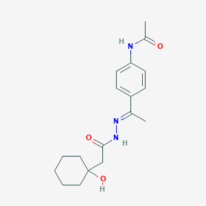 N-{4-[(1E)-1-{2-[(1-hydroxycyclohexyl)acetyl]hydrazinylidene}ethyl]phenyl}acetamide