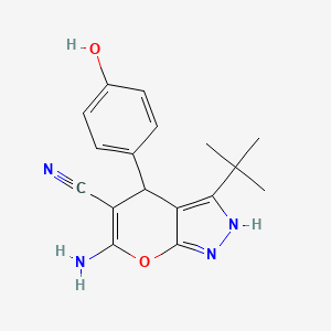 6-Amino-3-tert-butyl-4-(4-hydroxyphenyl)-1,4-dihydropyrano[2,3-c]pyrazole-5-carbonitrile