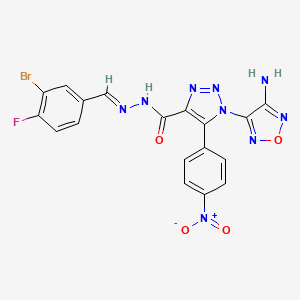 molecular formula C18H11BrFN9O4 B11105448 1-(4-amino-1,2,5-oxadiazol-3-yl)-N'-[(E)-(3-bromo-4-fluorophenyl)methylidene]-5-(4-nitrophenyl)-1H-1,2,3-triazole-4-carbohydrazide 