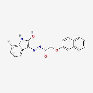 N'-[(3Z)-7-methyl-2-oxo-1,2-dihydro-3H-indol-3-ylidene]-2-(naphthalen-2-yloxy)acetohydrazide