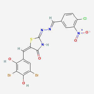 (2E,5E)-2-[(2E)-(4-chloro-3-nitrobenzylidene)hydrazinylidene]-5-(3,5-dibromo-2,4-dihydroxybenzylidene)-1,3-thiazolidin-4-one