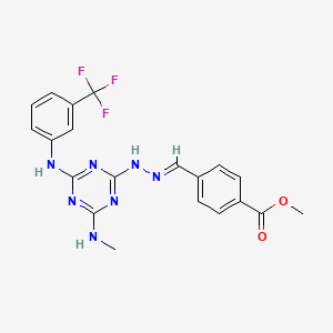 methyl 4-[(E)-{2-[4-(methylamino)-6-{[3-(trifluoromethyl)phenyl]amino}-1,3,5-triazin-2-yl]hydrazinylidene}methyl]benzoate