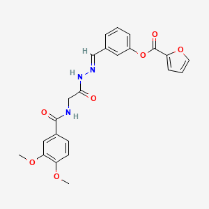 3-[((E)-2-{2-[(3,4-Dimethoxybenzoyl)amino]acetyl}hydrazono)methyl]phenyl 2-furoate