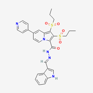 N'-[(E)-1H-indol-3-ylmethylidene]-1,2-bis(propylsulfonyl)-7-(pyridin-4-yl)indolizine-3-carbohydrazide