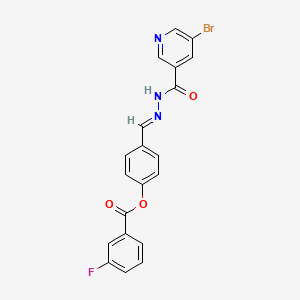 4-[(E)-{2-[(5-bromopyridin-3-yl)carbonyl]hydrazinylidene}methyl]phenyl 3-fluorobenzoate