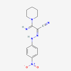 (2Z)-3-imino-2-[2-(4-nitrophenyl)hydrazinylidene]-3-(piperidin-1-yl)propanenitrile