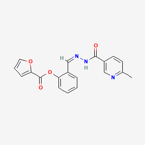 molecular formula C19H15N3O4 B11105661 2-[(Z)-{2-[(6-methylpyridin-3-yl)carbonyl]hydrazinylidene}methyl]phenyl furan-2-carboxylate 