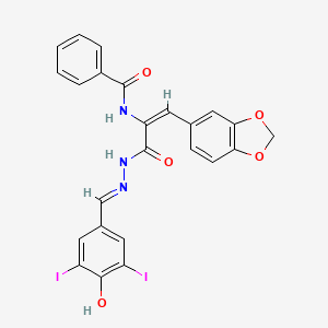 N-{(1E)-1-(1,3-benzodioxol-5-yl)-3-[(2E)-2-(4-hydroxy-3,5-diiodobenzylidene)hydrazinyl]-3-oxoprop-1-en-2-yl}benzamide