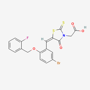 ((5E)-5-{5-bromo-2-[(2-fluorobenzyl)oxy]benzylidene}-4-oxo-2-thioxo-1,3-thiazolidin-3-yl)acetic acid