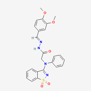 N'-[(E)-(3,4-Dimethoxyphenyl)methylene]-2-[(1,1-dioxido-1,2-benzisothiazol-3-YL)(phenyl)amino]acetohydrazide