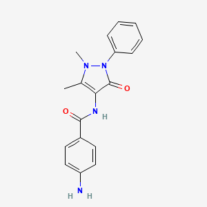 molecular formula C18H18N4O2 B11105830 Benzamide, 4-amino-N-(2,3-dihydro-1,5-dimethyl-3-oxo-2-phenyl-1H-pyrazol-4-yl)- CAS No. 24891-21-2