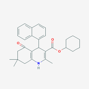 molecular formula C29H33NO3 B11105833 Cyclohexyl 2,7,7-trimethyl-4-(naphthalen-1-yl)-5-oxo-1,4,5,6,7,8-hexahydroquinoline-3-carboxylate 