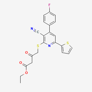 Ethyl 4-{[3-cyano-4-(4-fluorophenyl)-6-(thiophen-2-yl)pyridin-2-yl]sulfanyl}-3-oxobutanoate