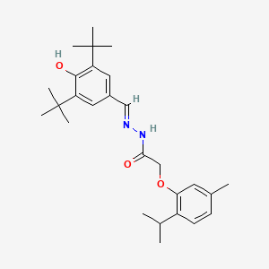 molecular formula C27H38N2O3 B11105856 N'-[(E)-(3,5-di-tert-butyl-4-hydroxyphenyl)methylidene]-2-[5-methyl-2-(propan-2-yl)phenoxy]acetohydrazide 