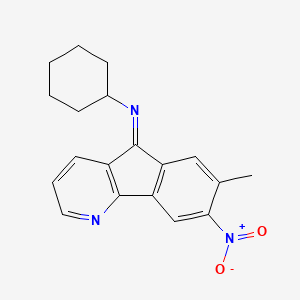 N-[(5Z)-7-methyl-8-nitro-5H-indeno[1,2-b]pyridin-5-ylidene]cyclohexanamine