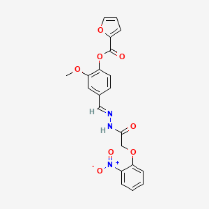 molecular formula C21H17N3O8 B11105883 2-methoxy-4-[(E)-{2-[(2-nitrophenoxy)acetyl]hydrazinylidene}methyl]phenyl furan-2-carboxylate 