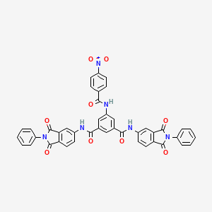 molecular formula C43H26N6O9 B11105922 N,N'-bis(1,3-dioxo-2-phenyl-2,3-dihydro-1H-isoindol-5-yl)-5-{[(4-nitrophenyl)carbonyl]amino}benzene-1,3-dicarboxamide 