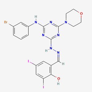 2-[(Z)-(2-{4-[(3-bromophenyl)amino]-6-(morpholin-4-yl)-1,3,5-triazin-2-yl}hydrazinylidene)methyl]-4,6-diiodophenol