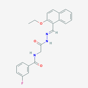 molecular formula C22H20FN3O3 B11105946 N-({N'-[(E)-(2-Ethoxynaphthalen-1-YL)methylidene]hydrazinecarbonyl}methyl)-3-fluorobenzamide 