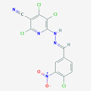 molecular formula C13H5Cl4N5O2 B11105947 2,4,5-trichloro-6-[(2E)-2-(4-chloro-3-nitrobenzylidene)hydrazinyl]pyridine-3-carbonitrile 